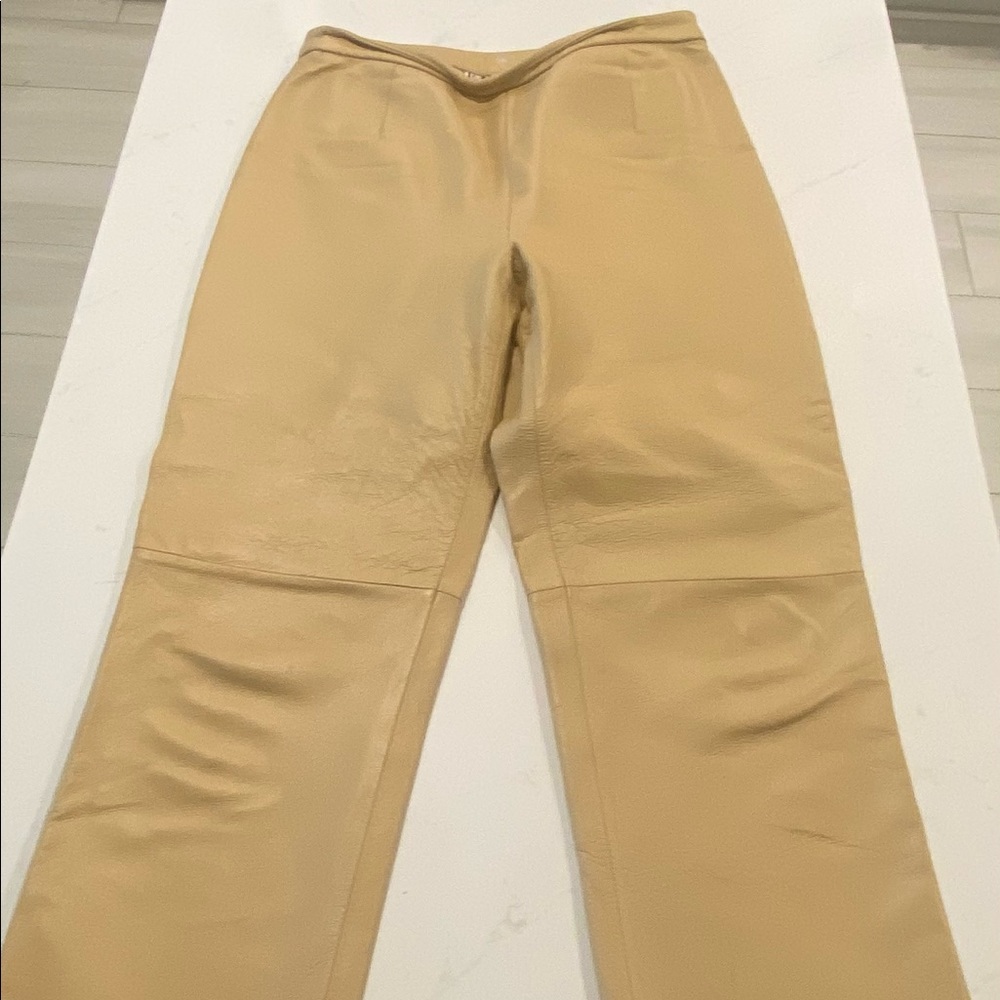 Vintage Tan Genuine Leather Pants Size 10 Circa 1990s